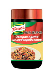 KNORR Cоус на основе растительных масел Острая паста из морепродуктов (500г) - Соус, который придаст пикантную остроту и неповторимый аромат сычуаньской кухни вашим блюдам.